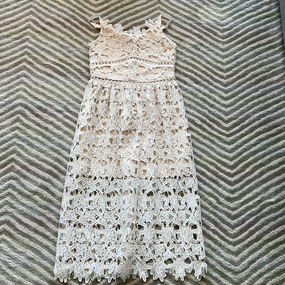 Lace dress, white and cream
